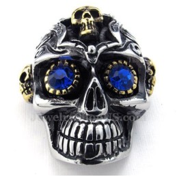 Halskette Mit Totenkopf-Anhänger Aus Titan Mit Blauen Augen (Kostenlose Kette)