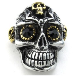 Halskette Mit Totenkopf-Anhänger Aus Titan Mit Schwarzen Augen (Kostenlose Kette)
