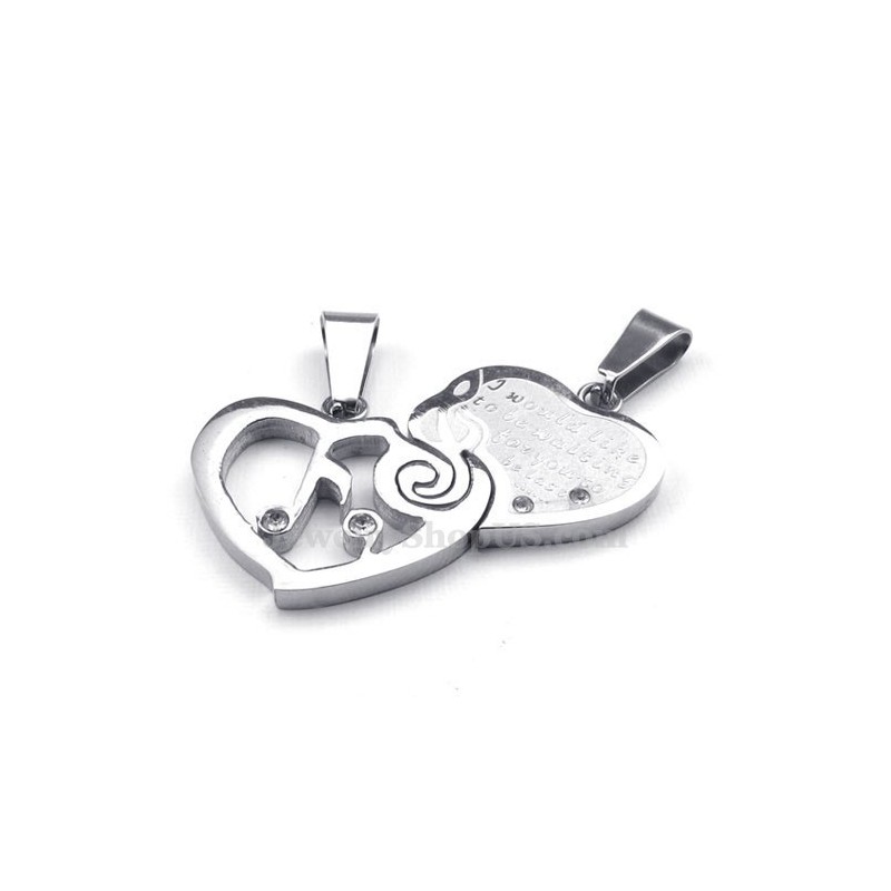 Silberne Halskette Mit Herzanhänger Für Paare Aus Titan (Kostenlose Kette) (Ein Paar) Silberne Halskette Mit Herzanhänger Für Paare Aus Titan (Kostenlose Kette) (Ein Paar)