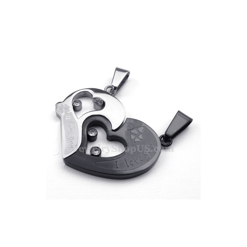 Titan-Halskette Mit Herzanhänger Für Paare (Kostenlose Kette) (Ein Paar) Titan-Halskette Mit Herzanhänger Für Paare (Kostenlose Kette) (Ein Paar)
