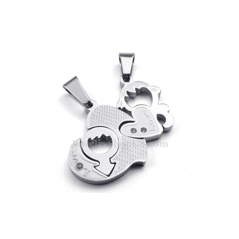 Titan-Halskette Mit Zwei Herzen Als Anhänger Für Paare (Kostenlose Kette) (Ein Paar) Titan-Halskette Mit Zwei Herzen Als Anhänger Für Paare (Kostenlose Kette) (Ein Paar)