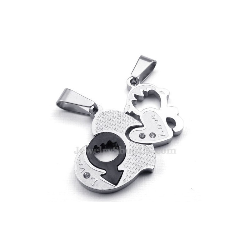 Titan-Halskette Mit Zwei Herzen Als Anhänger Für Paare (Kostenlose Kette) (Ein Paar) Titan-Halskette Mit Zwei Herzen Als Anhänger Für Paare (Kostenlose Kette) (Ein Paar)