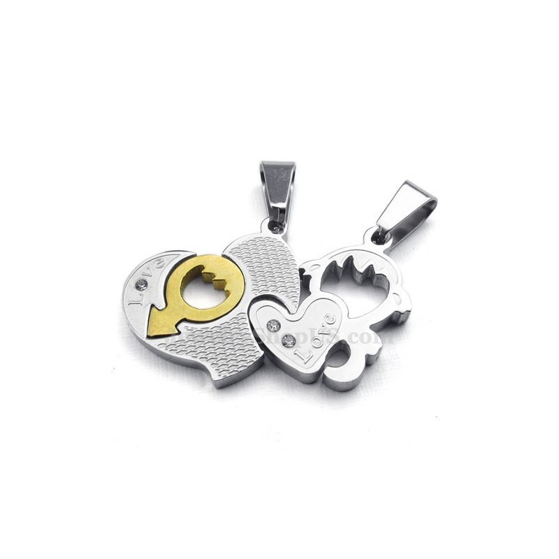 Titan-Halskette Mit Zwei Herzen Als Anhänger Für Paare (Kostenlose Kette) (Ein Paar) Titan-Halskette Mit Zwei Herzen Als Anhänger Für Paare (Kostenlose Kette) (Ein Paar)