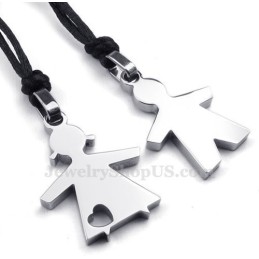 Halskette Mit Anhänger Aus Silber Und Titan Für Sie Und Ihn (Kostenlose Kette) (Ein Paar)