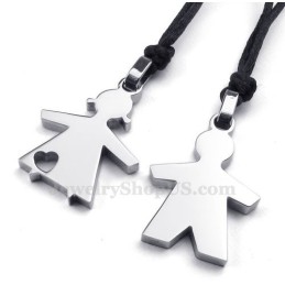 Halskette Mit Anhänger Aus Silber Und Titan Für Sie Und Ihn (Kostenlose Kette) (Ein Paar)
