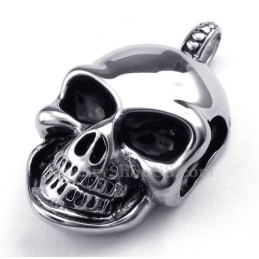 Halskette Mit Totenkopf-Anhänger Aus Silber Und Titan (Kostenlose Kette)