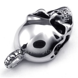 Halskette Mit Totenkopf-Anhänger Aus Silber Und Titan (Kostenlose Kette)