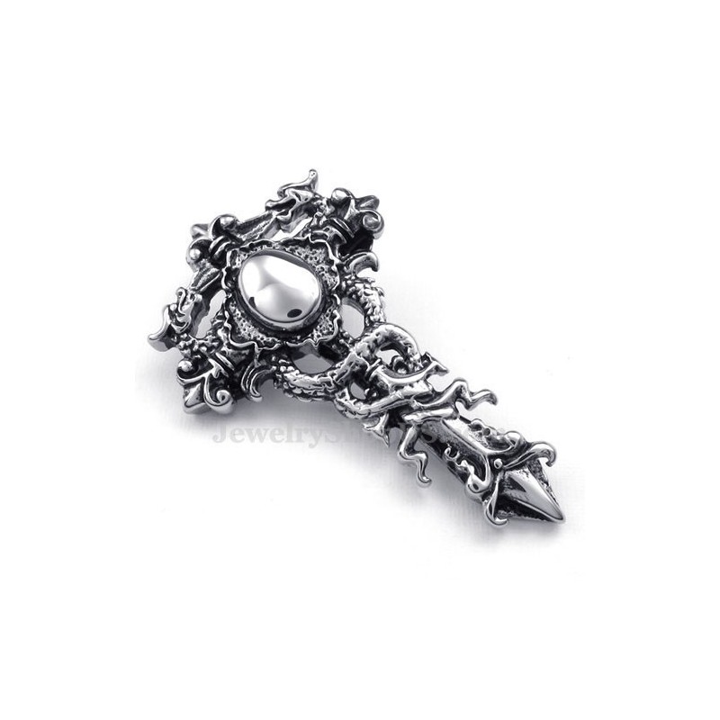 Halskette Mit Doppeldrachen-Anhänger Aus Titan (Kostenlose Kette) Halskette Mit Doppeldrachen-Anhänger Aus Titan (Kostenlose Kette)