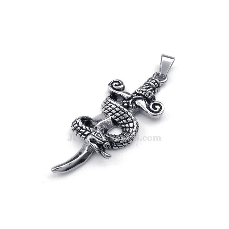 Halskette Mit Schlangenschwert-Anhänger Aus Titan (Kostenlose Kette) Halskette Mit Schlangenschwert-Anhänger Aus Titan (Kostenlose Kette)