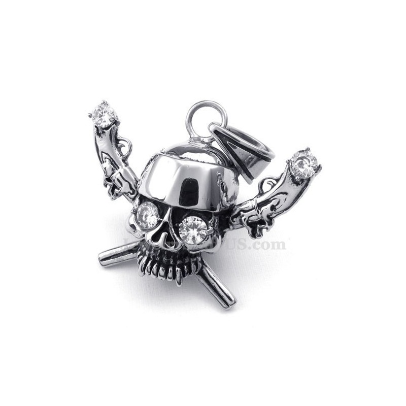 Halskette Mit Piraten-Totenkopf-Anhänger Aus Titan (Kostenlose Kette) Halskette Mit Piraten-Totenkopf-Anhänger Aus Titan (Kostenlose Kette)