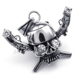 Halskette Mit Piraten-Totenkopf-Anhänger Aus Titan (Kostenlose Kette)