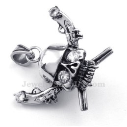 Halskette Mit Piraten-Totenkopf-Anhänger Aus Titan (Kostenlose Kette)