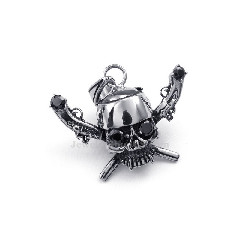 Exquisite Halskette Mit Piratenschädel-Anhänger Aus Titan (Inkl. Kette) Exquisite Halskette Mit Piratenschädel-Anhänger Aus Titan (Inkl. Kette)