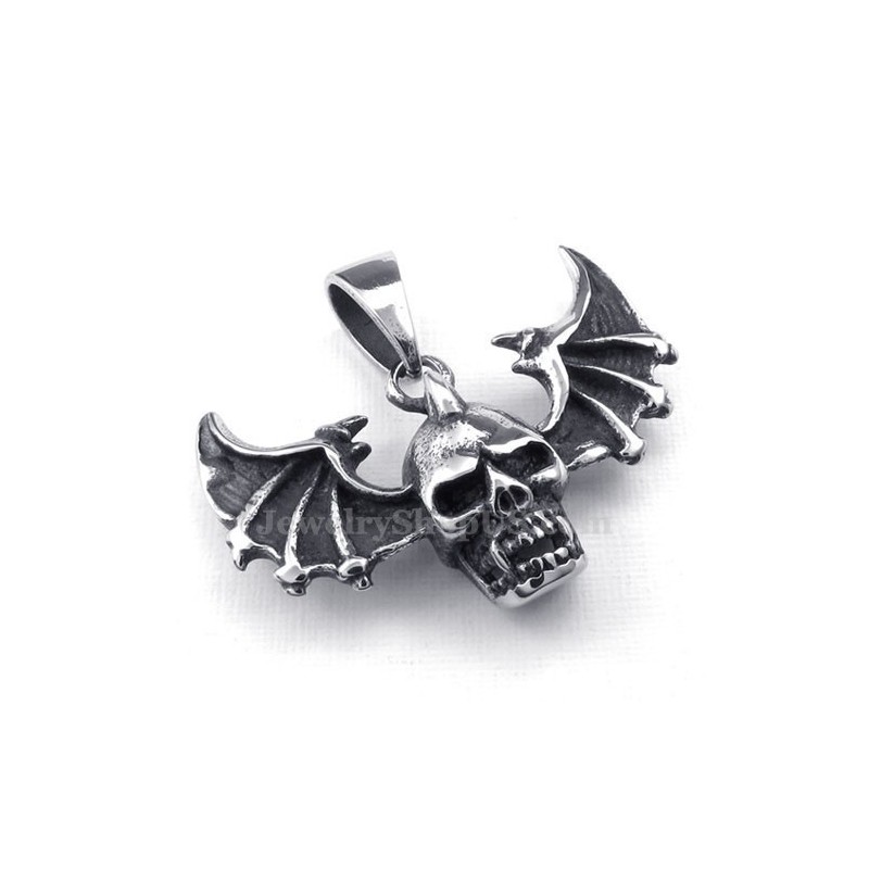 Halskette Mit Flügel-Totenkopfanhänger Aus Titan (Kostenlose Kette) Halskette Mit Flügel-Totenkopfanhänger Aus Titan (Kostenlose Kette)
