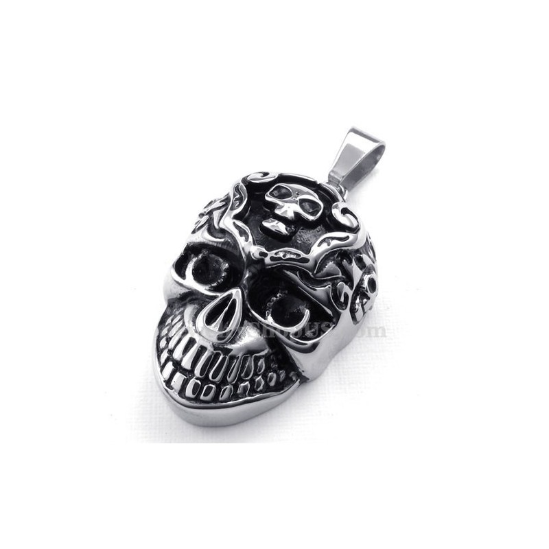 Elegante Halskette Mit Totenkopf-Anhänger Aus Titan (Inkl. Kette) Elegante Halskette Mit Totenkopf-Anhänger Aus Titan (Inkl. Kette)