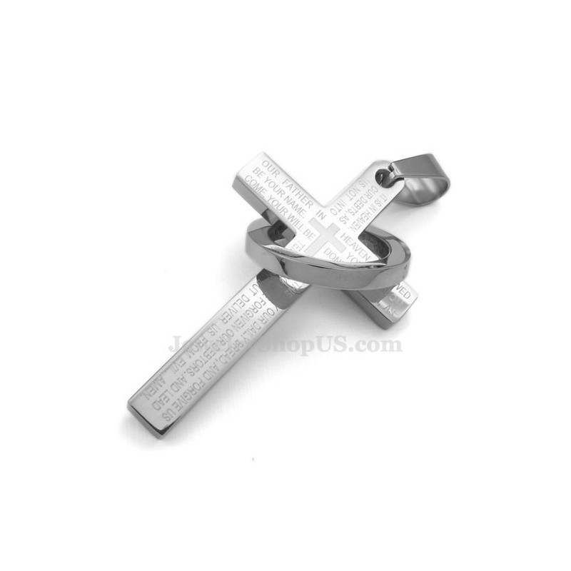 Halskette Mit Kreuzanhänger Aus Titan Mit Schriftzug (Kostenlose Kette) Halskette Mit Kreuzanhänger Aus Titan Mit Schriftzug (Kostenlose Kette)