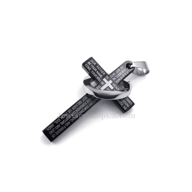 Halskette Mit Schwarzem Kreuzanhänger Aus Titan Mit Schriftzug (Kostenlose Kette) Halskette Mit Schwarzem Kreuzanhänger Aus Titan Mit Schriftzug (Kostenlose Kette)