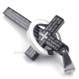Halskette Mit Schwarzem Kreuzanhänger Aus Titan Mit Schriftzug (Kostenlose Kette)