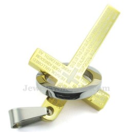 Halskette Mit Kreuzanhänger Aus Titan Und Gold Mit Schriftzug (Kostenlose Kette)