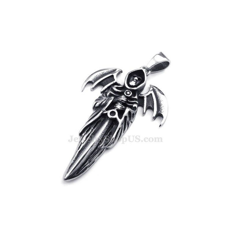 Exquisite Halskette Mit Sensenmann-Anhänger Aus Titan (Inklusive Kette) Exquisite Halskette Mit Sensenmann-Anhänger Aus Titan (Inklusive Kette)