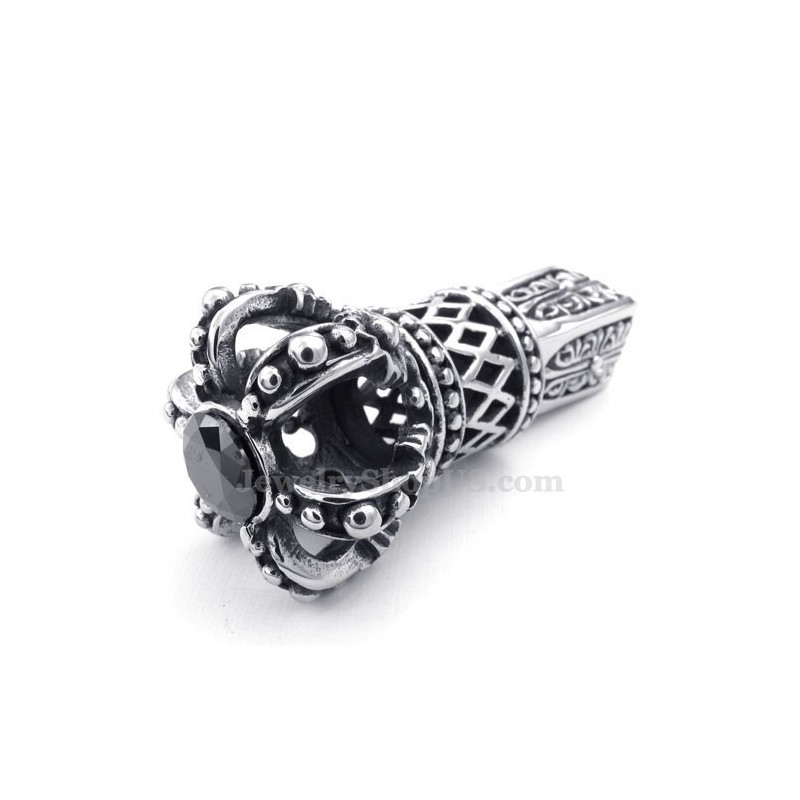 Halskette Mit Anhänger Kaiserkrone Aus Titan Mit Schwarzem Zirkonia (Inkl. Kette) Halskette Mit Anhänger Kaiserkrone Aus Titan Mit Schwarzem Zirkonia (Inkl. Kette)