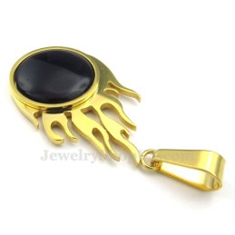 Halskette Mit Feuerball-Anhänger Aus Titan Und Gold (Kostenlose Kette)