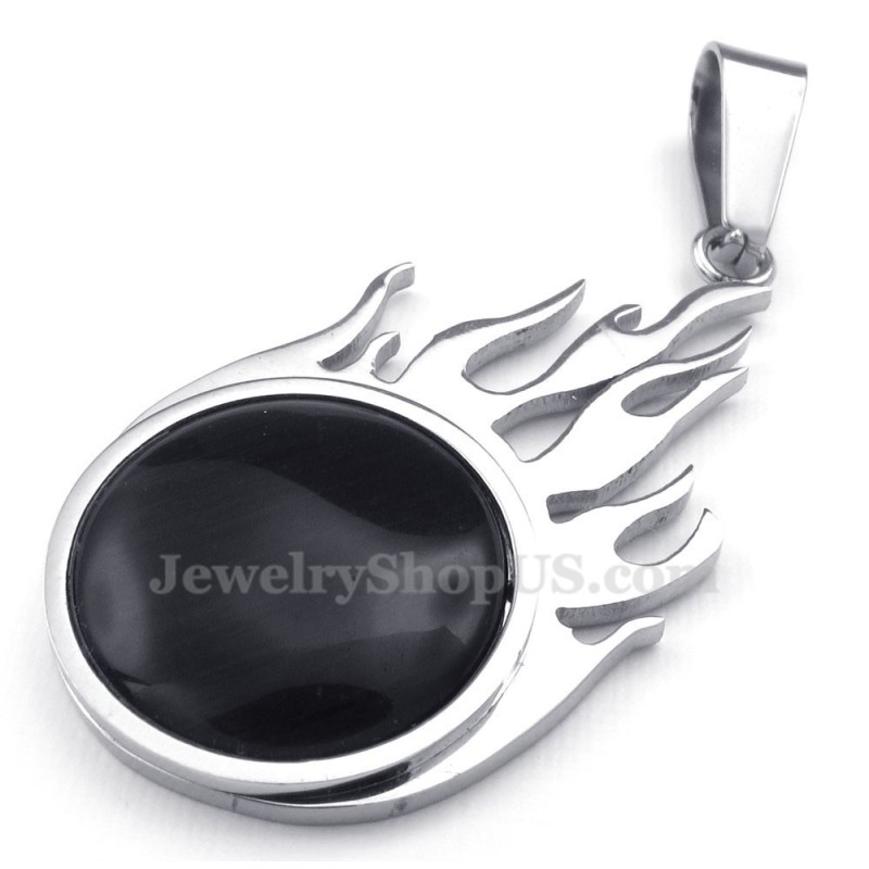 Halskette Mit Feuerball-Anhänger Aus Titansilber (Kostenlose Kette) Halskette Mit Feuerball-Anhänger Aus Titansilber (Kostenlose Kette)