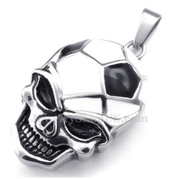 Halskette Mit Anhänger Aus Titan Mit Fußball- Und Fußball-Totenkopf (Inklusive Kette)