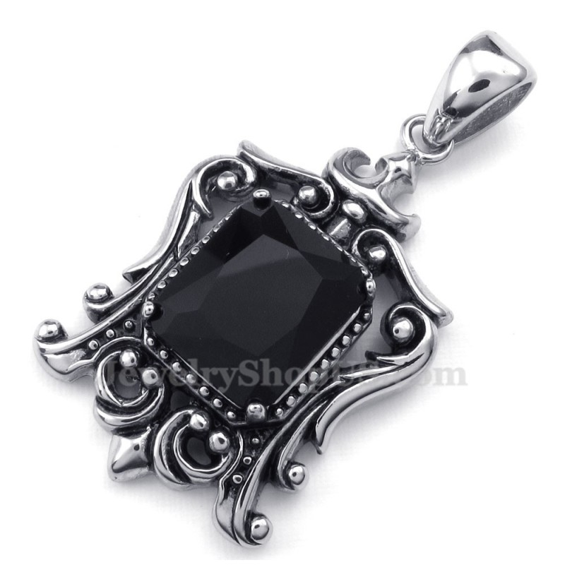 Halskette Mit Titan-Anhänger Und Schwarzem Zirkonia (Kostenlose Kette) Halskette Mit Titan-Anhänger Und Schwarzem Zirkonia (Kostenlose Kette)
