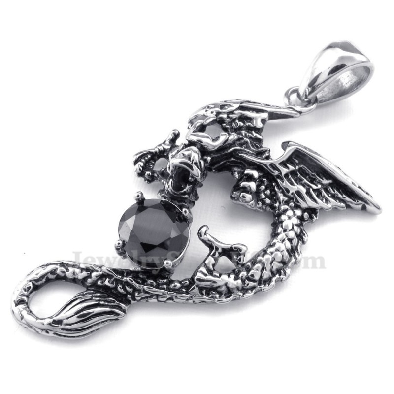 Halskette Mit Flugsaurier-Anhänger Aus Titan Mit Schwarzem Zirkon (Kostenlose Kette) Halskette Mit Flugsaurier-Anhänger Aus Titan Mit Schwarzem Zirkon (Kostenlose Kette)