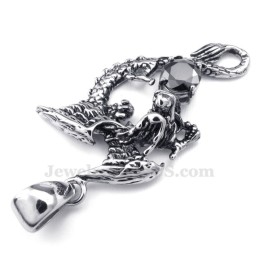 Halskette Mit Flugsaurier-Anhänger Aus Titan Mit Schwarzem Zirkon (Kostenlose Kette)
