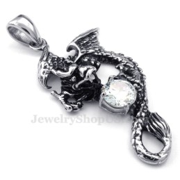 Halskette Mit Flugsaurier-Anhänger Aus Titan Mit Weißem Zirkon (Kostenlose Kette)