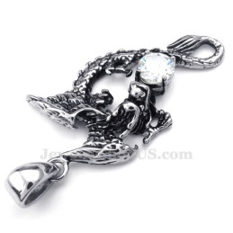 Halskette Mit Flugsaurier-Anhänger Aus Titan Mit Weißem Zirkon (Kostenlose Kette)