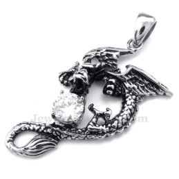 Halskette Mit Flugsaurier-Anhänger Aus Titan Mit Weißem Zirkon (Kostenlose Kette)
