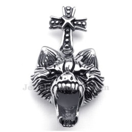 Halskette Mit Wolfskopf-Anhänger Aus Titan (Kostenlose Kette)
