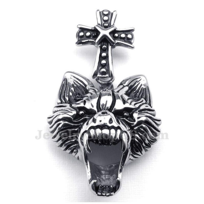 Halskette Mit Wolfskopf-Anhänger Aus Titan (Kostenlose Kette) Halskette Mit Wolfskopf-Anhänger Aus Titan (Kostenlose Kette)
