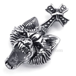 Halskette Mit Wolfskopf-Anhänger Aus Titan (Kostenlose Kette)