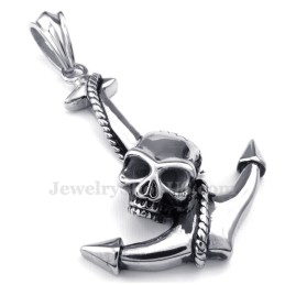 Halskette Mit Totenkopf-Anker-Anhänger Aus Titan (Kostenlose Kette)