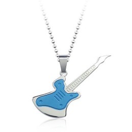 Modischer Anhänger Aus Titan Mit Blauer Gitarre, Inklusive Kette