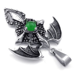 Halskette Mit Flugsaurier-Anhänger Aus Titan Mit Grünen Perlen (Kostenlose Kette)