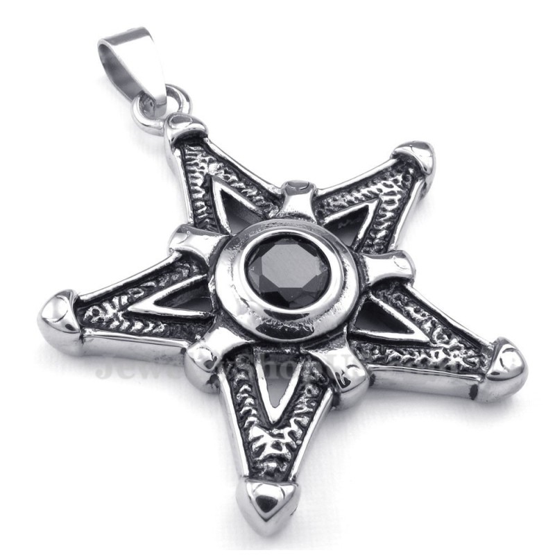 Halskette Mit Glücksstern-Anhänger Aus Titan Mit Schwarzem Zirkonia (Inkl. Kette) Halskette Mit Glücksstern-Anhänger Aus Titan Mit Schwarzem Zirkonia (Inkl. Kette)