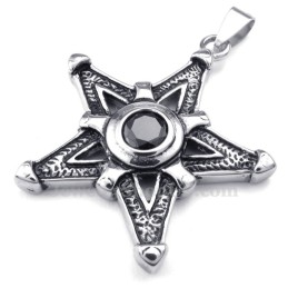 Halskette Mit Glücksstern-Anhänger Aus Titan Mit Schwarzem Zirkonia (Inkl. Kette)