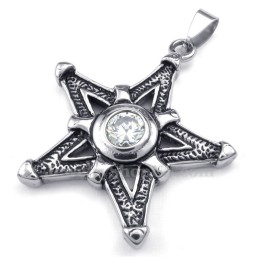 Halskette Mit Glücksstern-Anhänger Aus Titan Mit Weißem Zirkonia (Inkl. Kette)