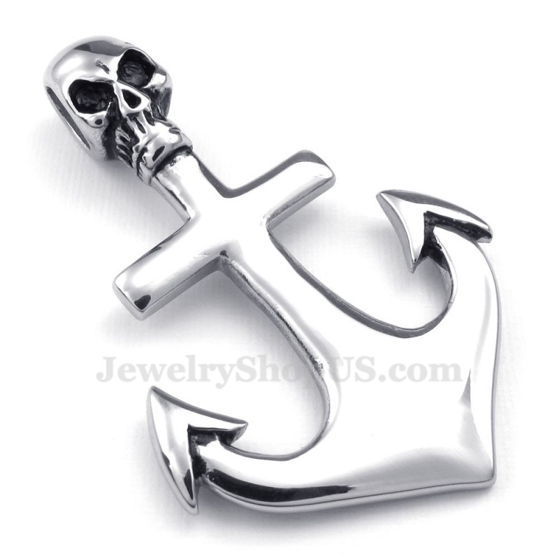 Halskette Mit Totenkopf-Anker-Anhänger Aus Titan (Kostenlose Kette) Halskette Mit Totenkopf-Anker-Anhänger Aus Titan (Kostenlose Kette)