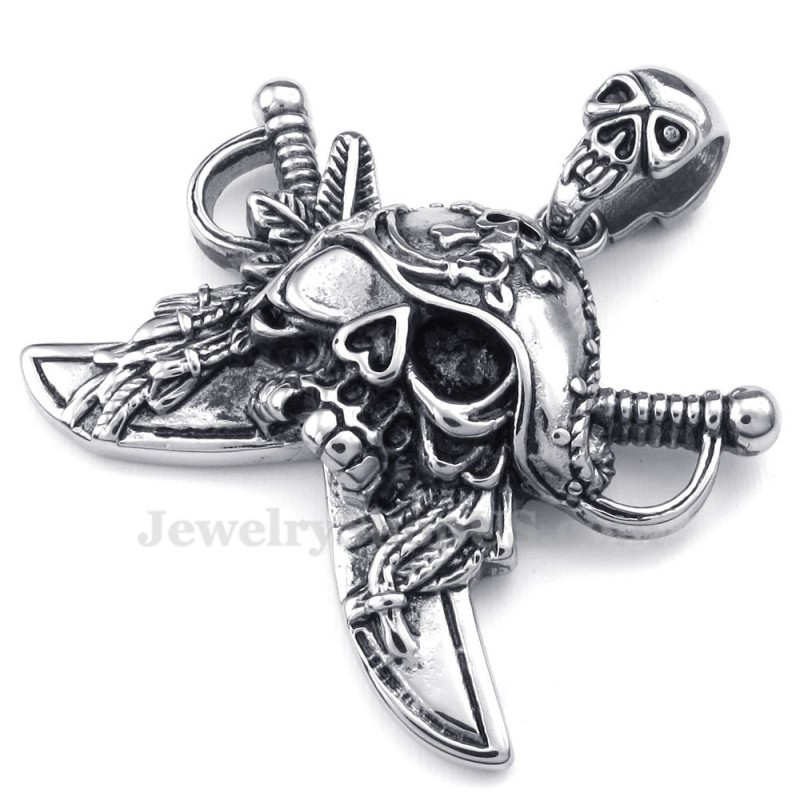 Halskette Mit Totenkopf-Korsaren-Anhänger Aus Titan (Kostenlose Kette) Halskette Mit Totenkopf-Korsaren-Anhänger Aus Titan (Kostenlose Kette)
