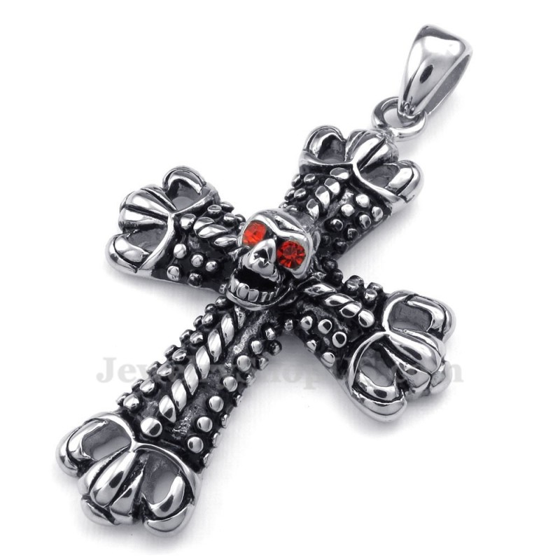 Halskette Mit Kreuzanhänger Aus Titan Mit Totenkopf (Inkl. Kette) Halskette Mit Kreuzanhänger Aus Titan Mit Totenkopf (Inkl. Kette)