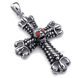 Halskette Mit Kreuzanhänger Aus Titan Mit Totenkopf (Inkl. Kette)