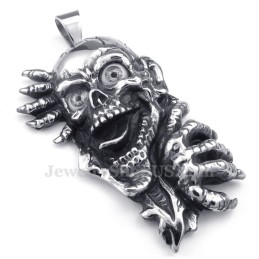 Halskette Mit Totenkopf-Anhänger Aus Titan Mit Schwarzen Augen (Kostenlose Kette)