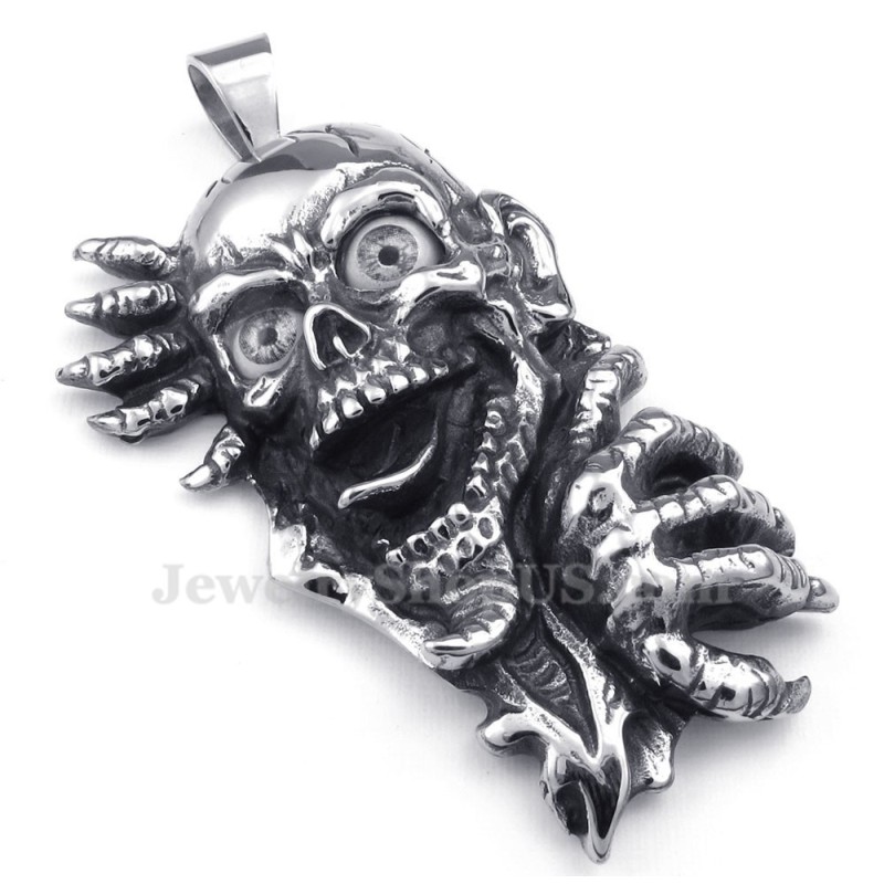 Halskette Mit Totenkopf-Anhänger Aus Titan Mit Schwarzen Augen (Kostenlose Kette) Halskette Mit Totenkopf-Anhänger Aus Titan Mit Schwarzen Augen (Kostenlose Kette)