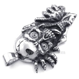 Halskette Mit Totenkopf-Anhänger Aus Titan Mit Schwarzen Augen (Kostenlose Kette)